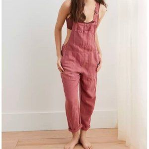 AERIE Twill Utility Overall Pink Medium